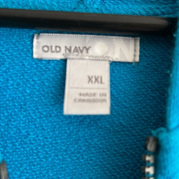 EUC VINTAGE OLD NAVY ZIPPER HOODIE SZ XXL COLOR TEAL WITH DARK BLUE GRAPHICS - Picture 5 of 5